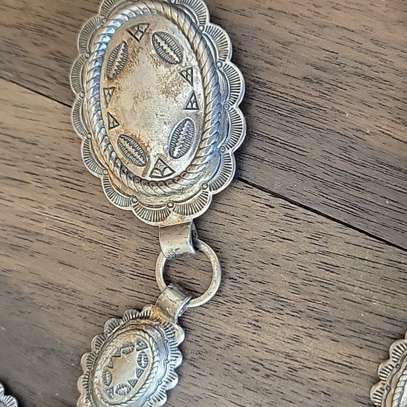 Vintage Sanford Sancrest R Native American Navajo Silver Concho Link Belt - Picture 4 of 10